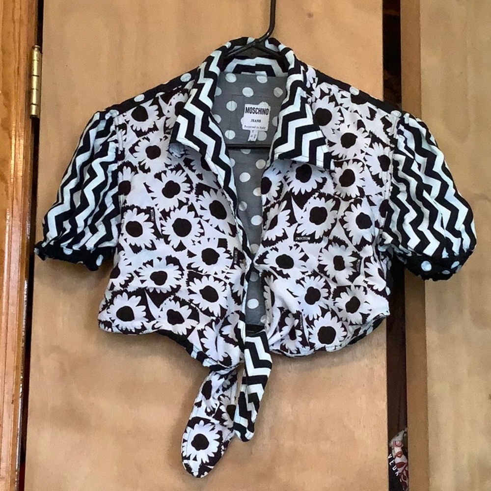 VTG Moschino Tie Front Crop Top FLAWED